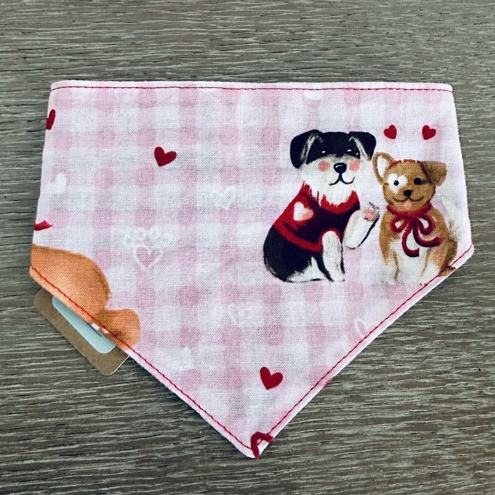 Dog Bandana Pet Neck Scarf Valentines Day Hearts S